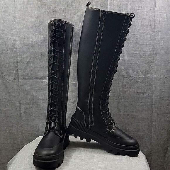 Circus by Sam Edelman Womens Ina Faux Leather Lug Sole Combat & Lace-up Boots 9 - Picture 1 of 12